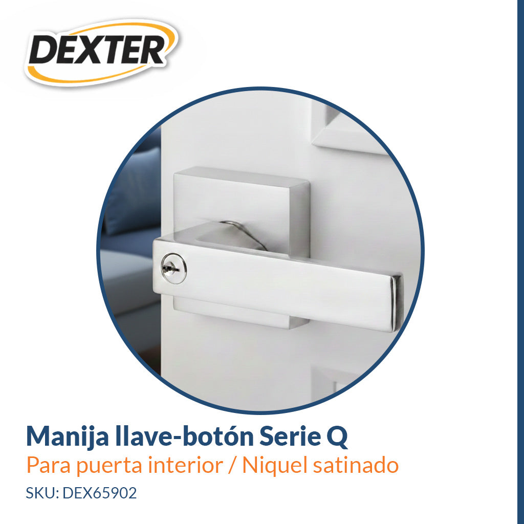 Manija llave-botón Serie Q para puerta interior – Niquel Satinado Dexter 65902