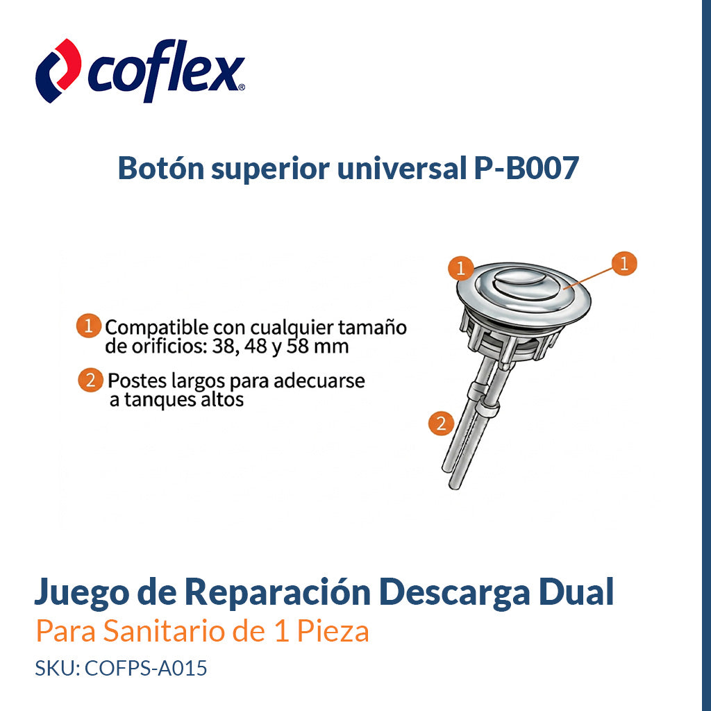Juego de Reparación Descarga Dual 2" para Sanitario de 1 Pieza   COFLEX PS-A015
