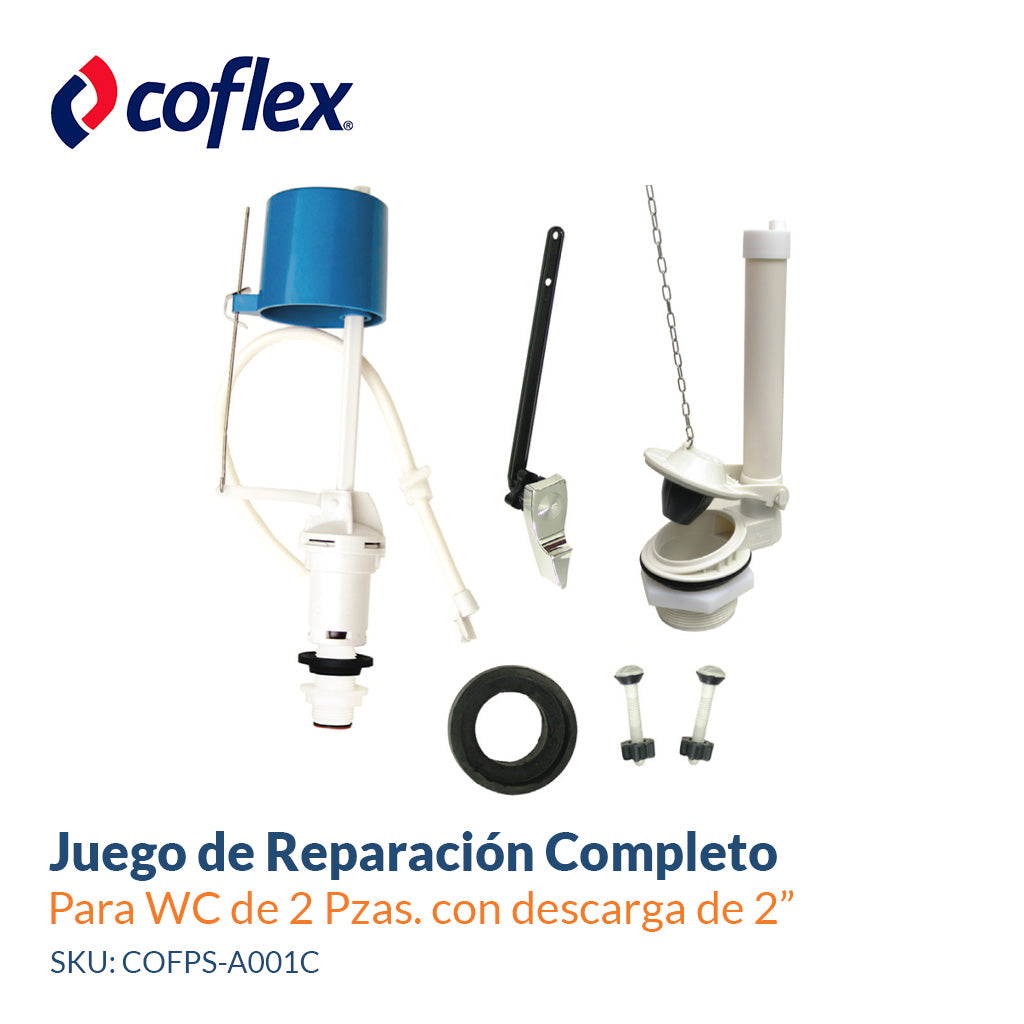 Juego de Reparación Completo para Sanitario de 2 Pzas. con Descarga de 2” - COFLEX PS-A001