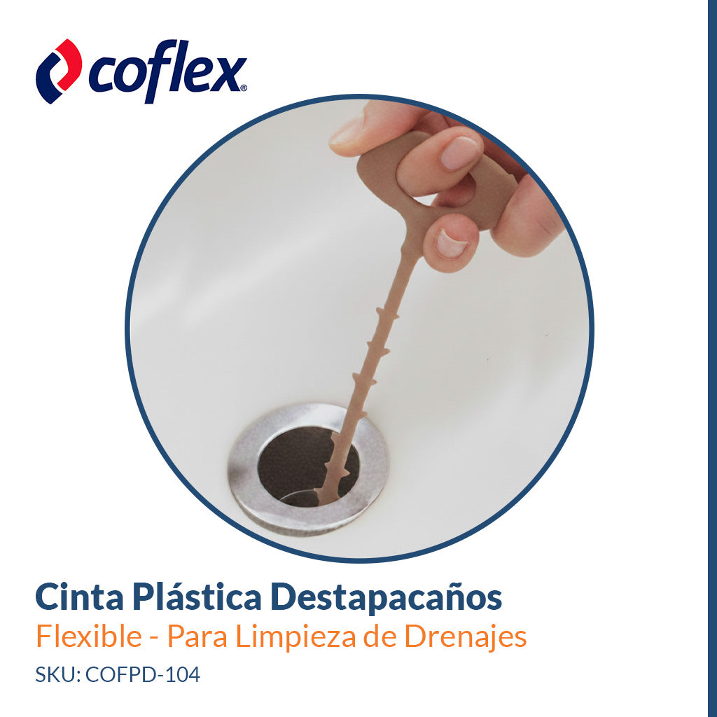 3 Pack Cinta Plástica Destapacaños – Flexible y Resistente para Limpieza de Drenajes COFLEX PD-104