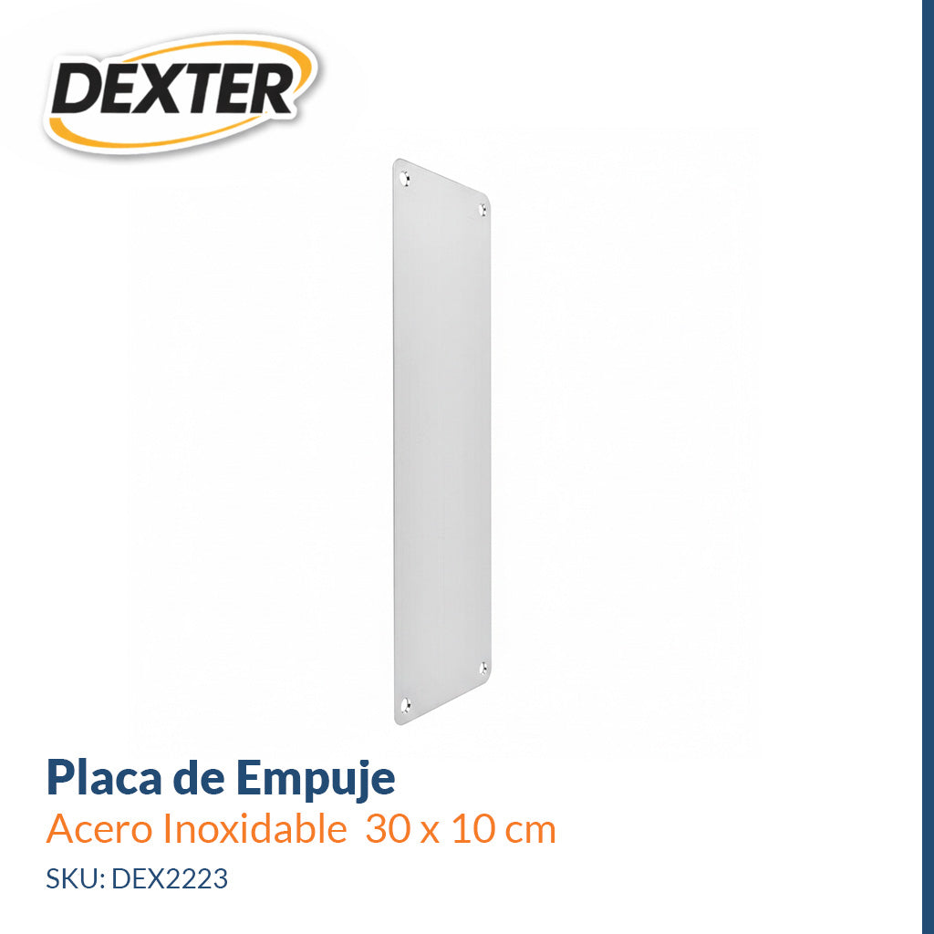 Placa de Empuje de Acero Inoxidable 304 – 30 x 10 cm – Dexter 2223