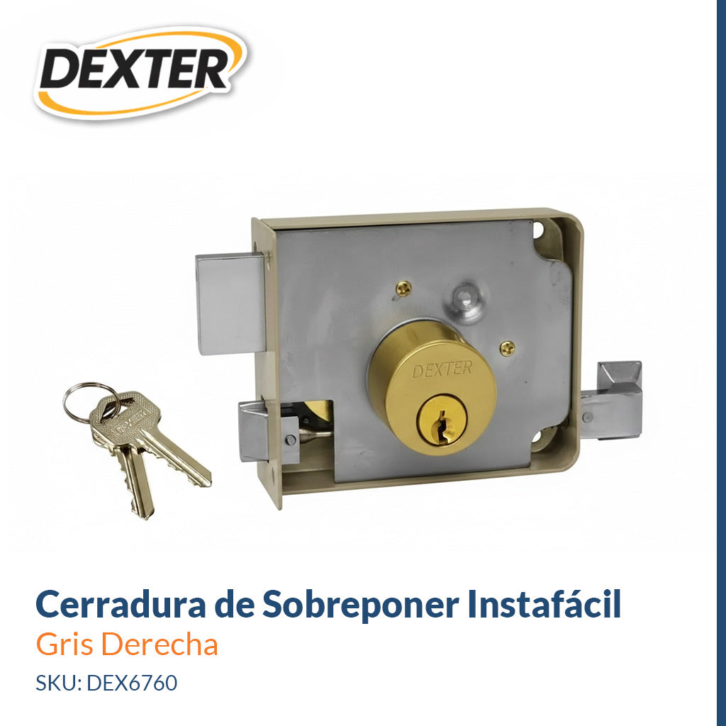 Cerradura de Sobreponer Instafácil Gris Derecha Dexter 6760