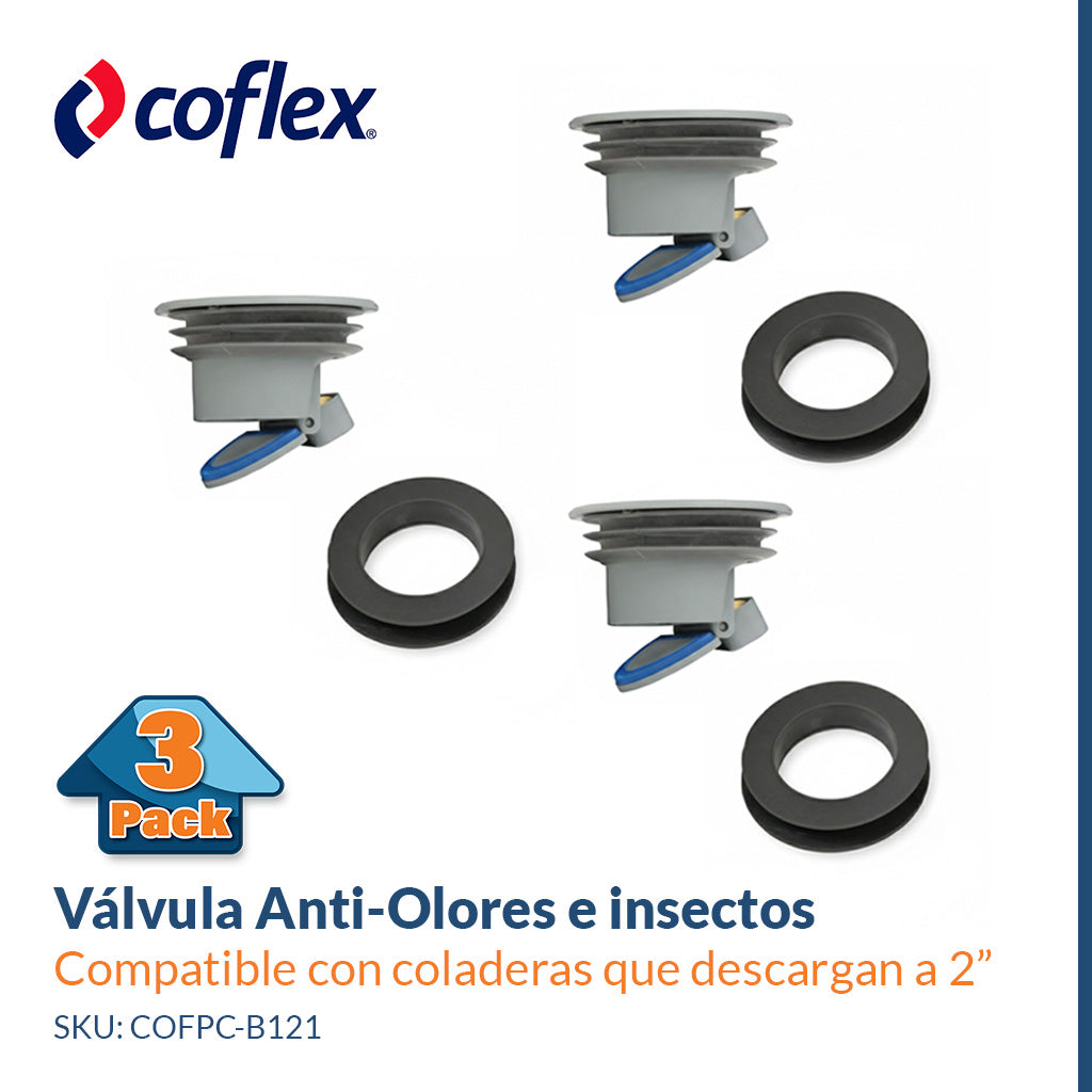 Pack 3 Válvula Anti-Olores para Coladera con descarga a 2” - COFLEX PC-B121