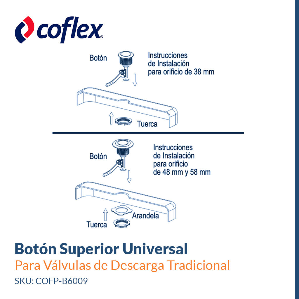 Botón Superior Universal para Válvulas de Descarga Tradicionales COFLEX P-B6009