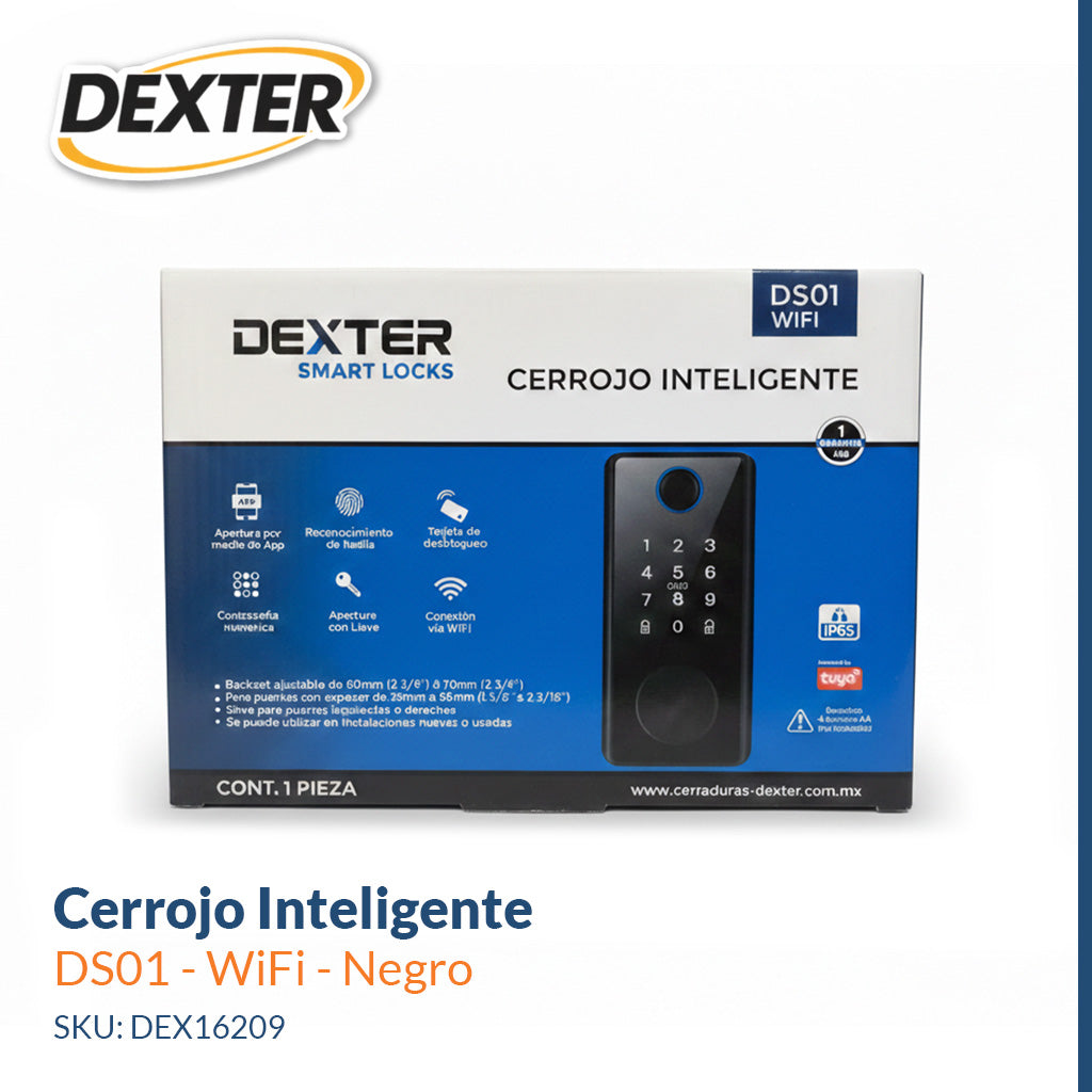 Cerrojo Inteligente DS01 WiFi Negro – Dexter 16209