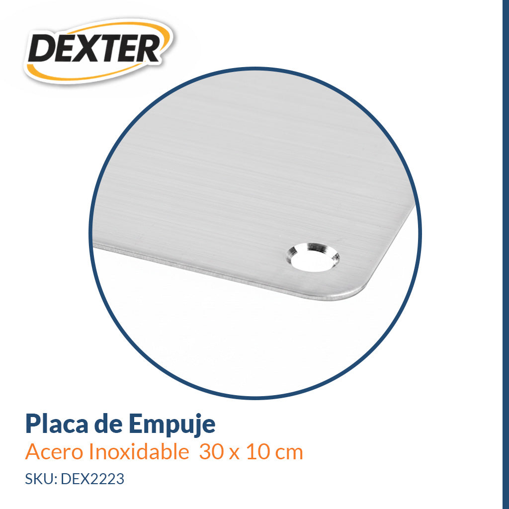Placa de Empuje de Acero Inoxidable 304 – 30 x 10 cm – Dexter 2223