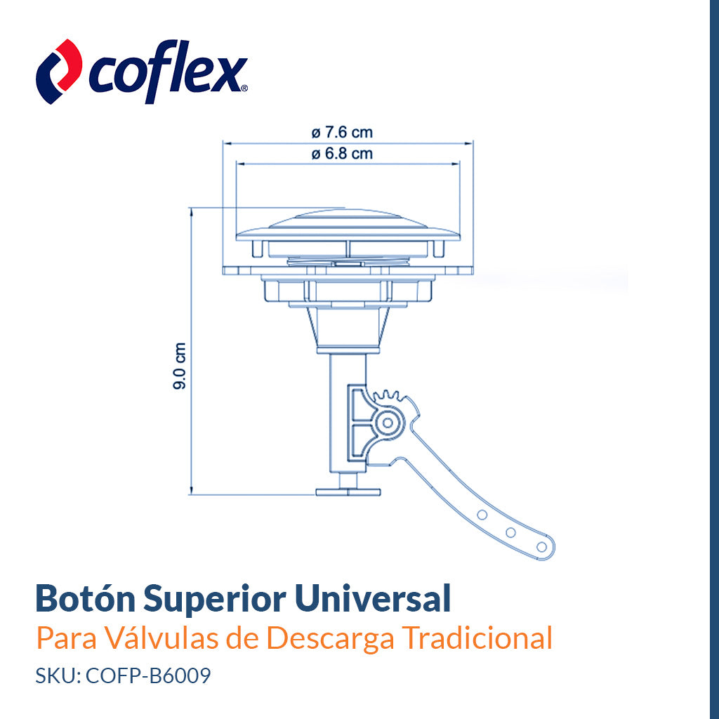 Botón Superior Universal para Válvulas de Descarga Tradicionales COFLEX P-B6009