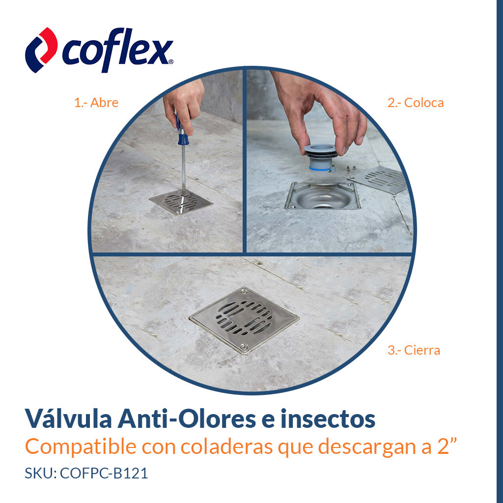 Pack 3 Válvula Anti-Olores para Coladera con descarga a 2” - COFLEX PC-B121