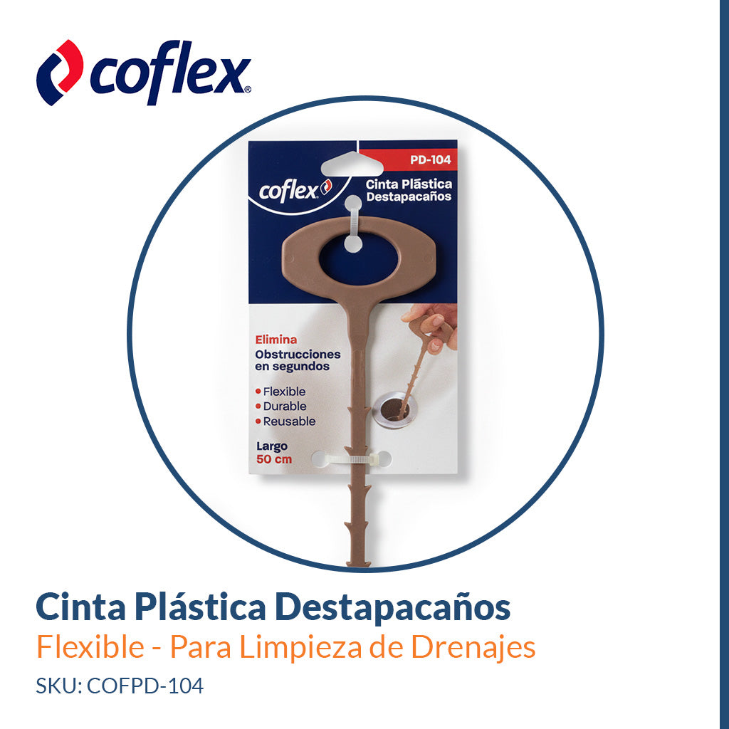 3 Pack Cinta Plástica Destapacaños – Flexible y Resistente para Limpieza de Drenajes COFLEX PD-104