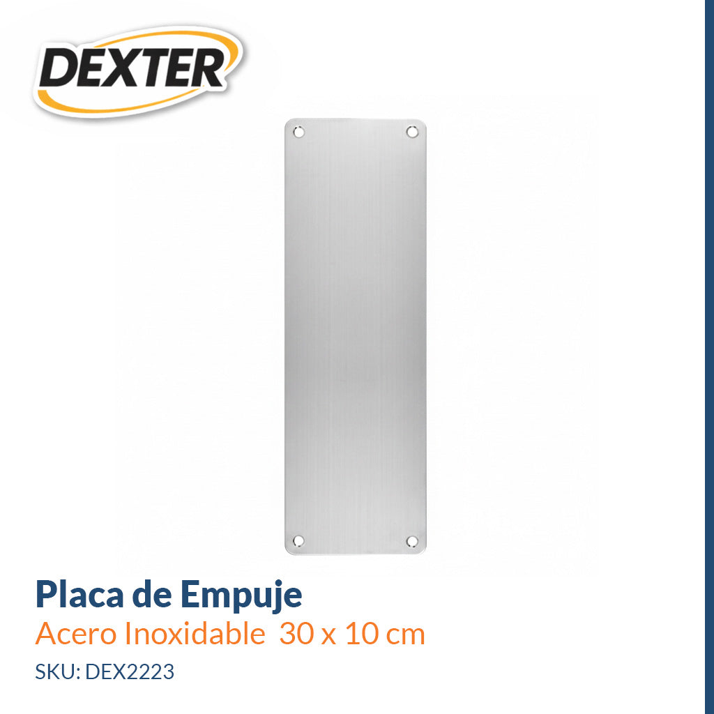 Placa de Empuje de Acero Inoxidable 304 – 30 x 10 cm – Dexter 2223