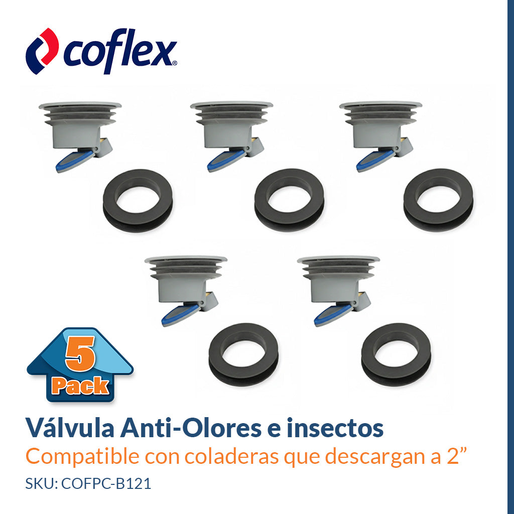 Pack 5 Válvulas Anti-Olores para Coladera con descarga a 2” - COFLEX PC-B121