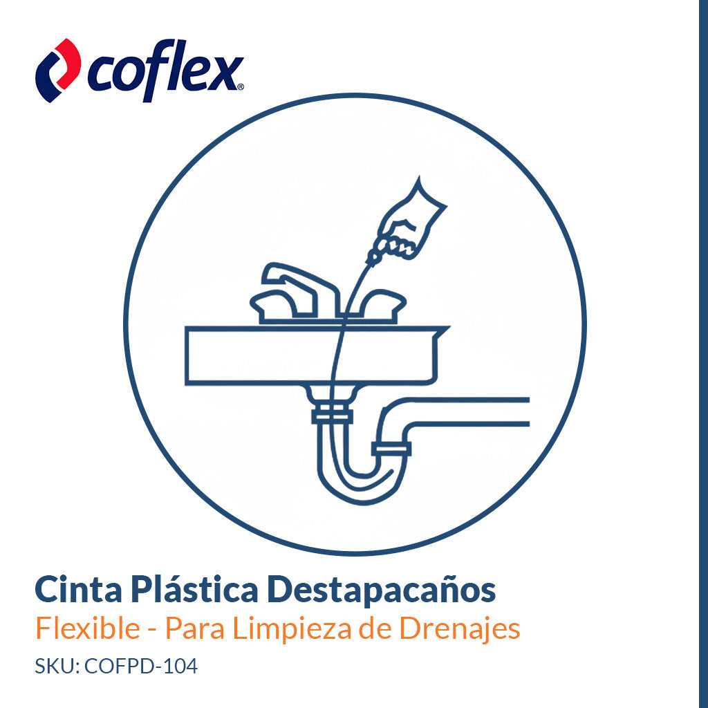 3 Pack Cinta Plástica Destapacaños – Flexible y Resistente para Limpieza de Drenajes COFLEX PD-104