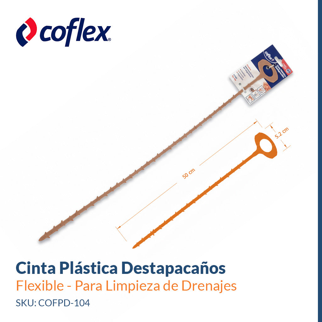 3 Pack Cinta Plástica Destapacaños – Flexible y Resistente para Limpieza de Drenajes COFLEX PD-104