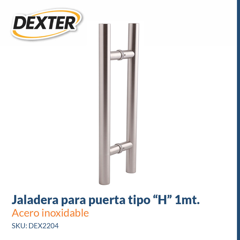 Jaladera tipo “H” de Acero Inoxidable 304- Satinado - 1mt. - Dexter 2204