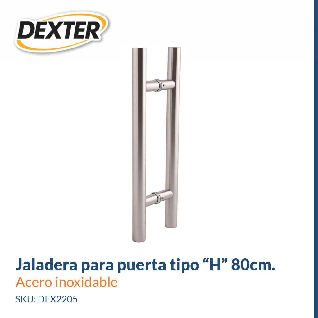 Jaladera tipo “H” de Acero Inoxidable 304- Satinado - 80cm - Dexter 2205