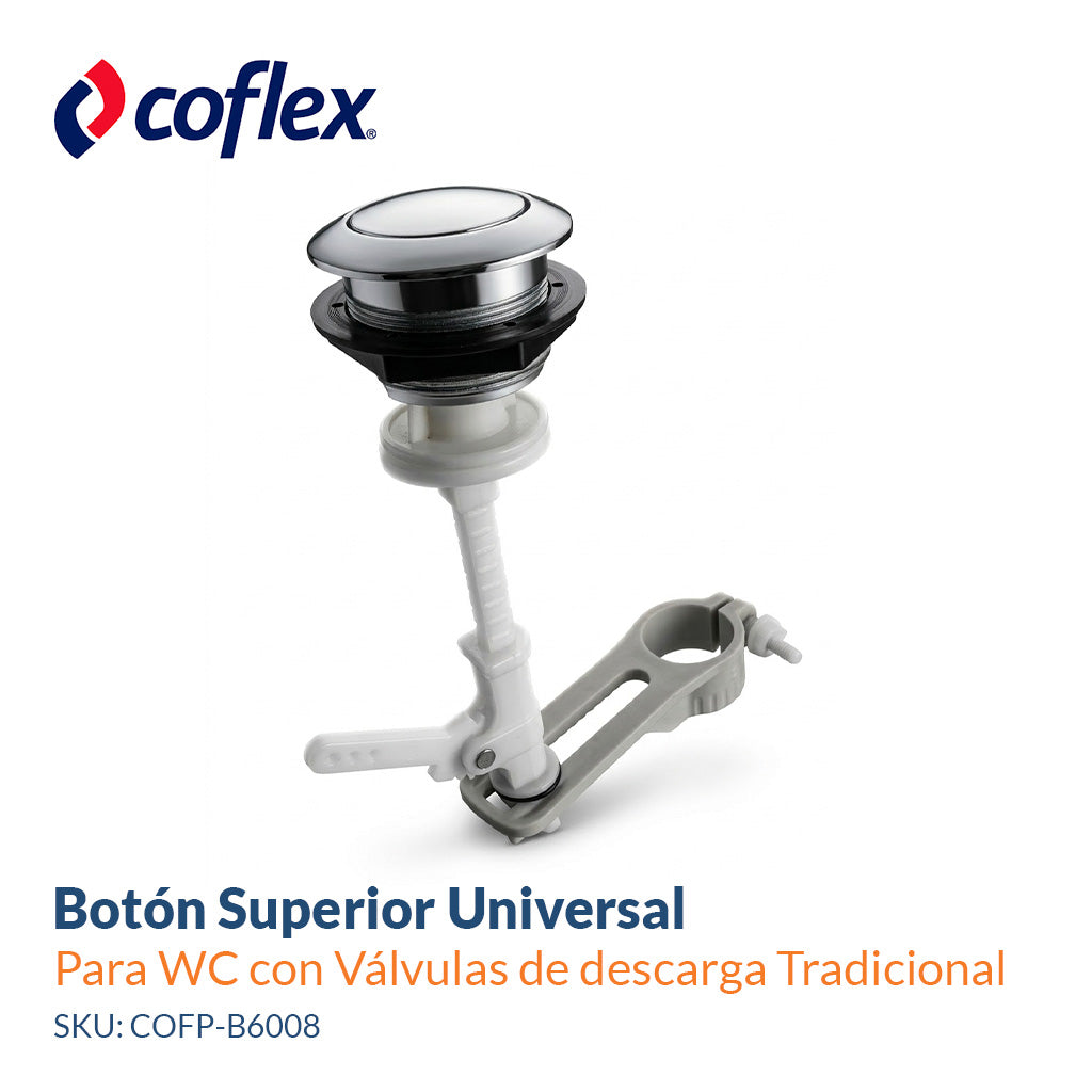 Botón Superior para Sanitario con Válvula de Descarga Tradicional  – Cromado – COFLEX P-B6008
