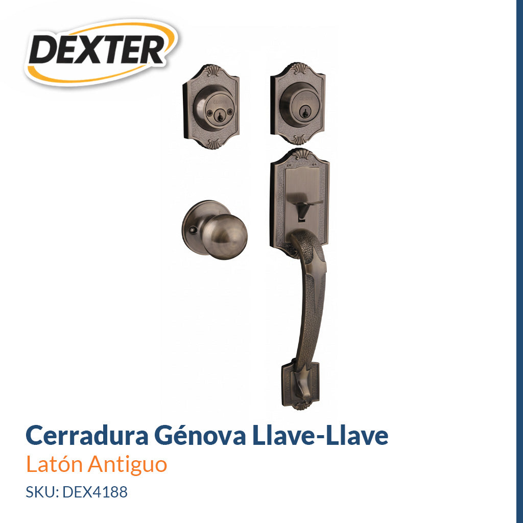 Cerradura Génova Llave-Llave Latón Antiguo Dexter 4188