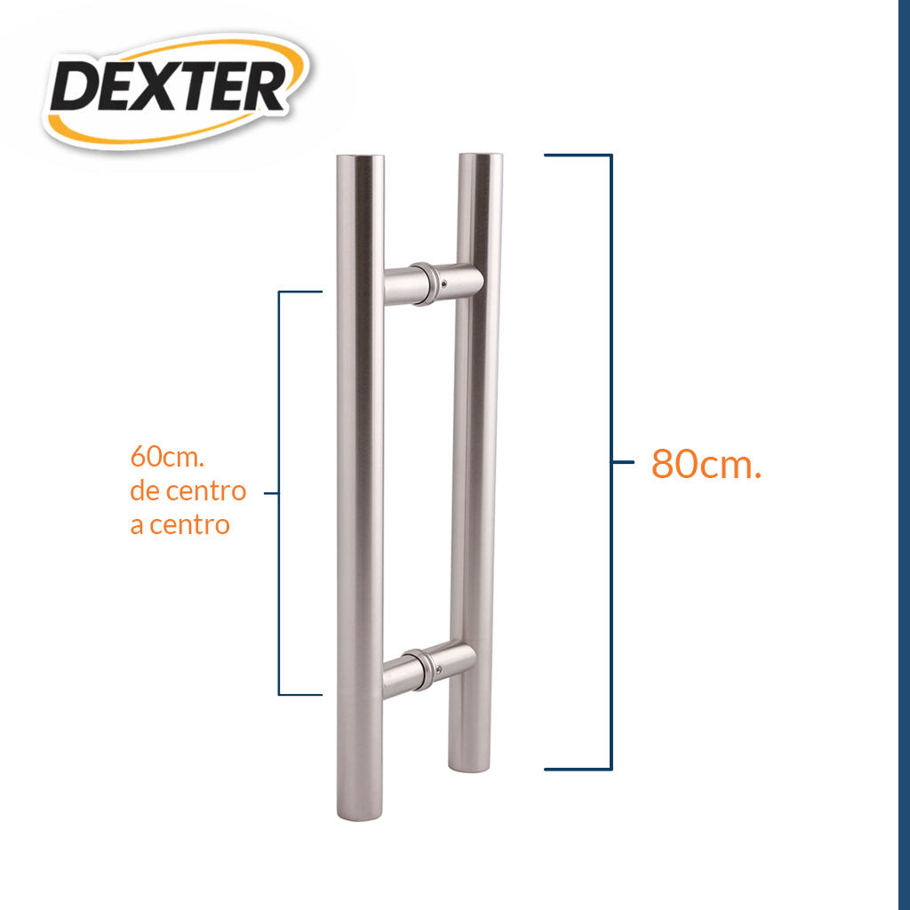 Jaladera tipo “H” de Acero Inoxidable 304- Satinado - 80cm - Dexter 2205